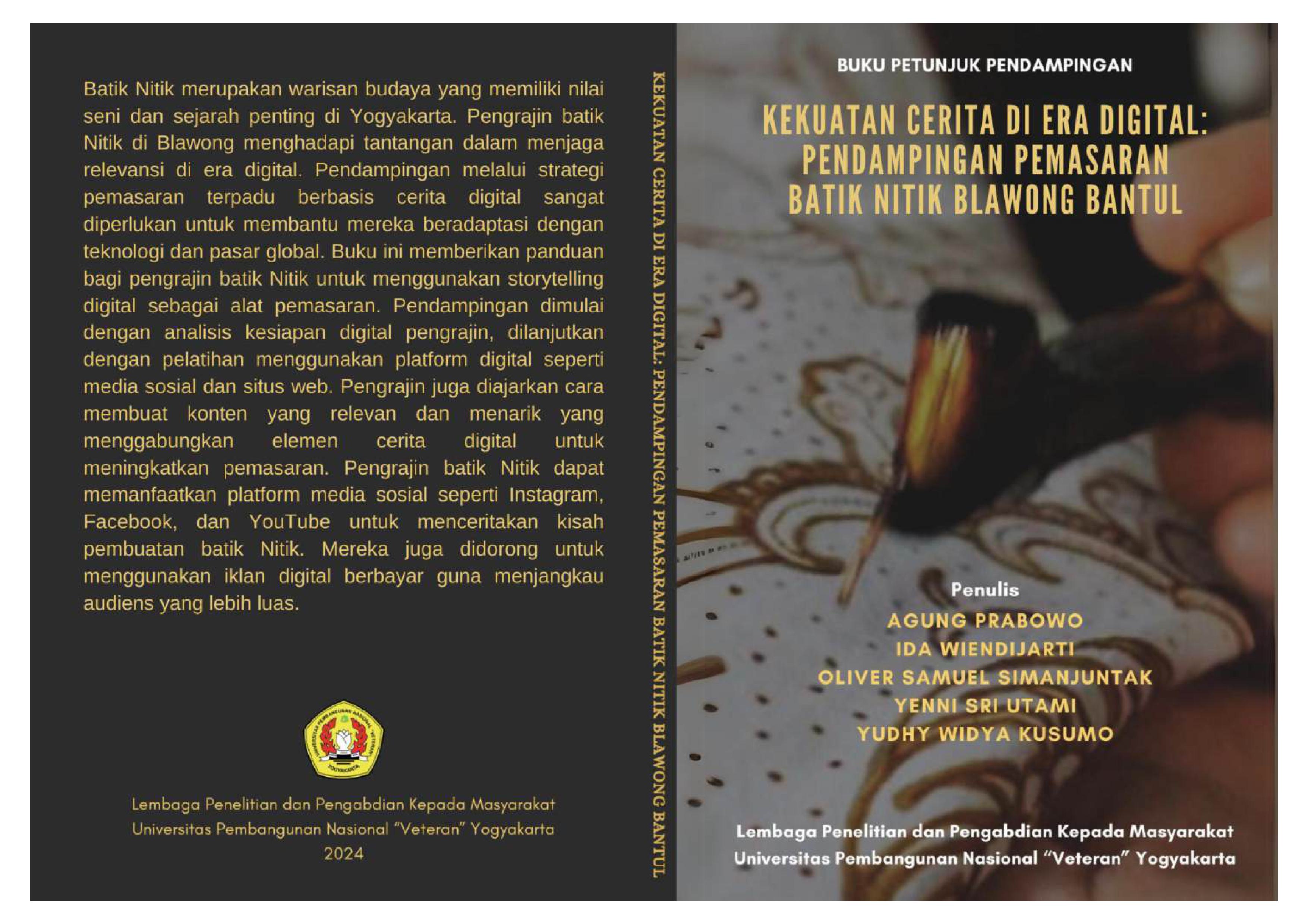 Cover Buku Kekuatan Cerita di Era Digital: Pendampingan Pemasaran Batik Nitik Blawong Bantul